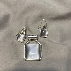 Silver Bottle Pendant and Earring Set